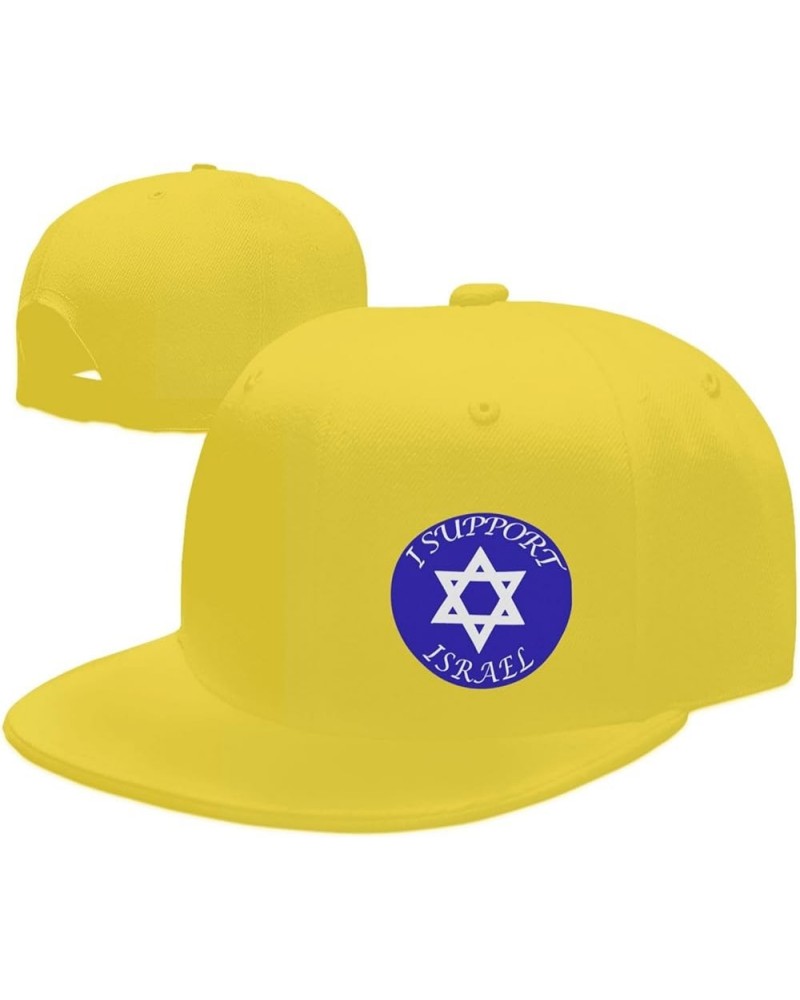 I Support Israel Hats for Men Black Hat Flat Bill Mens Dad Hats Classic Baseball Cap Yellow $8.58 Baseball Caps