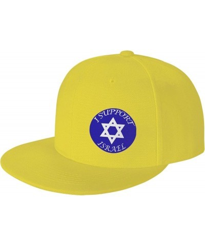 I Support Israel Hats for Men Black Hat Flat Bill Mens Dad Hats Classic Baseball Cap Yellow $8.58 Baseball Caps