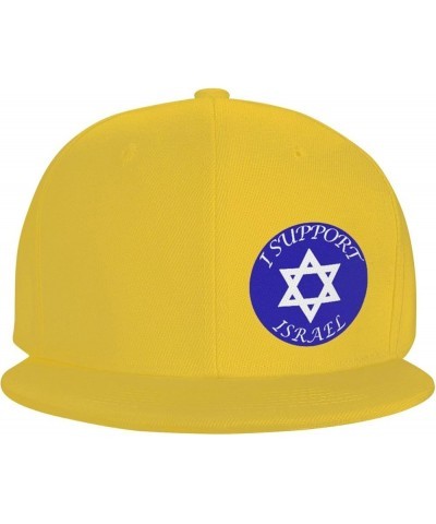 I Support Israel Hats for Men Black Hat Flat Bill Mens Dad Hats Classic Baseball Cap Yellow $8.58 Baseball Caps