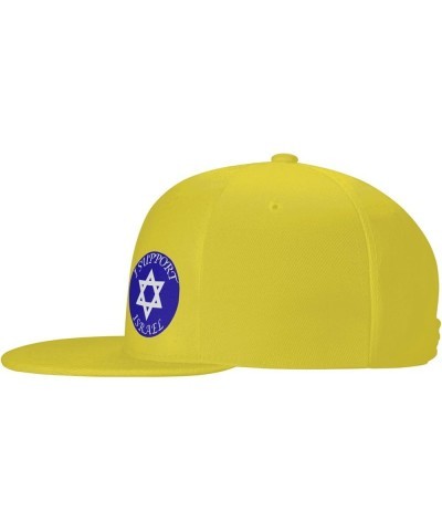 I Support Israel Hats for Men Black Hat Flat Bill Mens Dad Hats Classic Baseball Cap Yellow $8.58 Baseball Caps