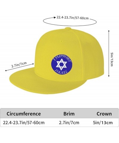 I Support Israel Hats for Men Black Hat Flat Bill Mens Dad Hats Classic Baseball Cap Yellow $8.58 Baseball Caps