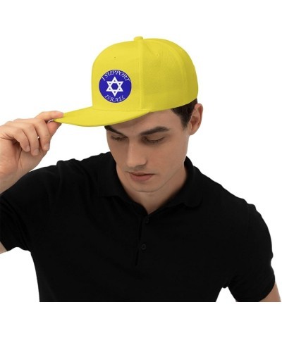 I Support Israel Hats for Men Black Hat Flat Bill Mens Dad Hats Classic Baseball Cap Yellow $8.58 Baseball Caps