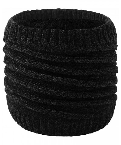 Neckerchief Cotton 18x18 Neck Warmer Men Fleece Neck Gaiter Women Scarf Winter Double Layer Thick Knit Circle Black $8.66 Sca...