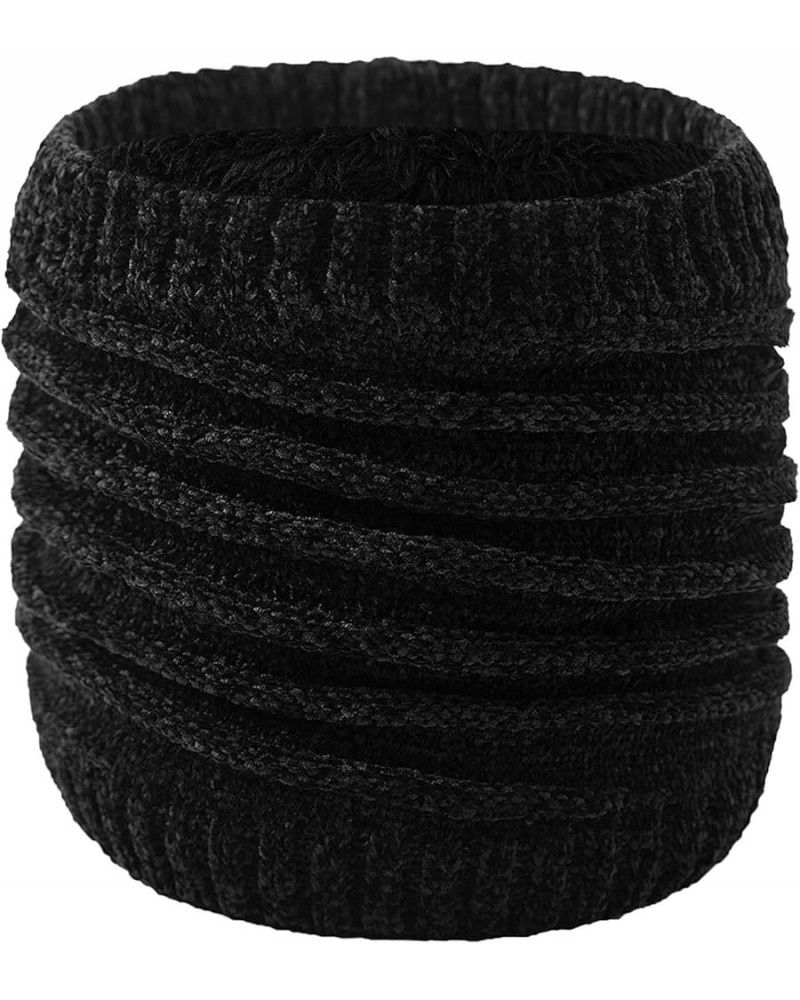 Neckerchief Cotton 18x18 Neck Warmer Men Fleece Neck Gaiter Women Scarf Winter Double Layer Thick Knit Circle Black $8.66 Sca...