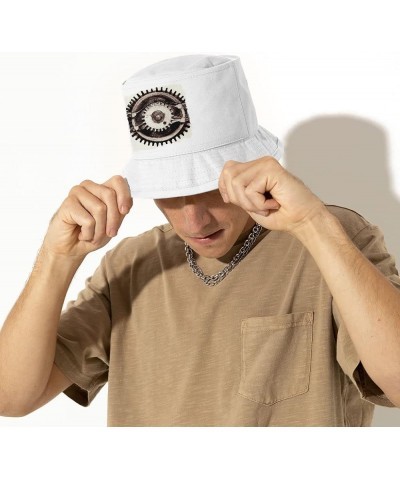 Auto Parts Bucket Hat - Cogwheel Hat - Printed Bucket Hat White $19.45 Bucket Hats