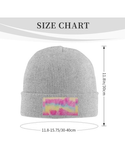 Rainbow Stripes Print Casual Beanie Women Men Knit Hat Warm Winter Beanies Cap Fashion Cuffed Beanie Gray $10.09 Skullies & B...