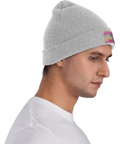 Rainbow Stripes Print Casual Beanie Women Men Knit Hat Warm Winter Beanies Cap Fashion Cuffed Beanie Gray $10.09 Skullies & B...