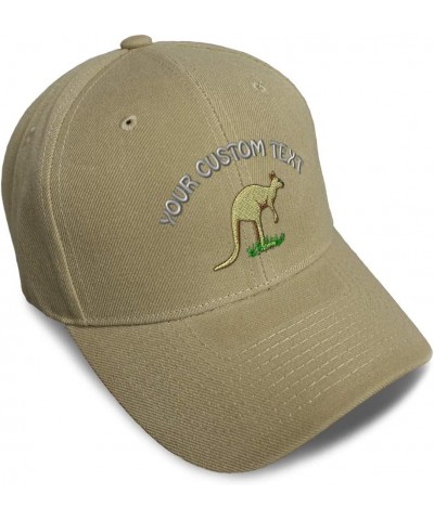 Baseball Cap Animal Wildlife Kangaroo Wild Hats for Men & Women Khaki Personalized Text Here $10.25 Baseball Caps