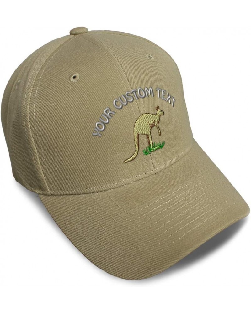 Baseball Cap Animal Wildlife Kangaroo Wild Hats for Men & Women Khaki Personalized Text Here $10.25 Baseball Caps