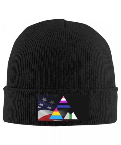 Genderfluid Pansexual Demiromantic Triangle Pride Flag Cozy Knitted Beanie Hat - Stylish Winter Headwear Acrylic Ideal for Al...