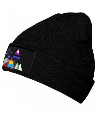 Genderfluid Pansexual Demiromantic Triangle Pride Flag Cozy Knitted Beanie Hat - Stylish Winter Headwear Acrylic Ideal for Al...