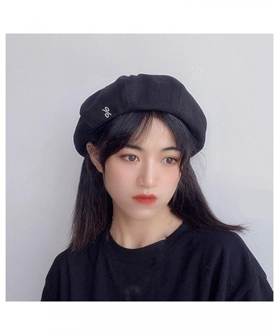 Womens Beret Hat Casual Embroidery Adjustable Rope Newsboy Caps Brimless Octagonal Baker Boy Painter Cap Black $9.95 Berets