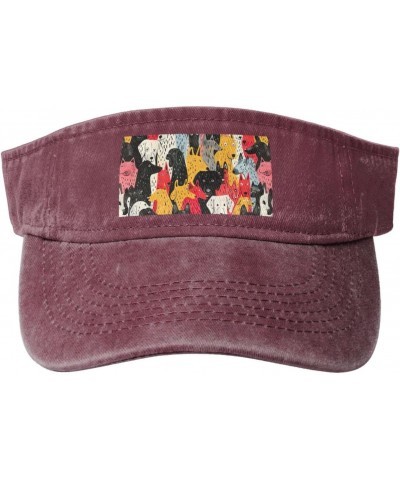 Dogs Pattern Print Chic Cotton Washed Denim Cap with A Curved Brim for Running and Tennis $10.66 Sun Hats