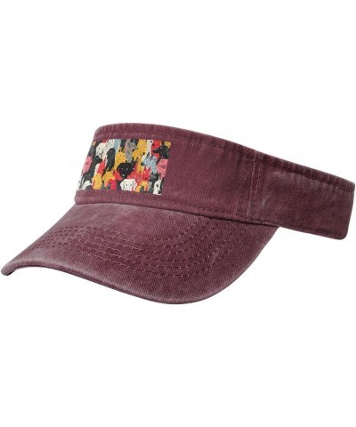 Dogs Pattern Print Chic Cotton Washed Denim Cap with A Curved Brim for Running and Tennis $10.66 Sun Hats