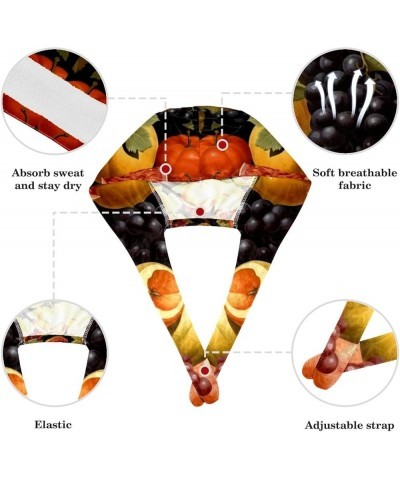 Thanksgiving Fruit Pattern Surgical Cap with Buttons/Bow Hair Scrunchy for Long Hair Multicoloured 2 $7.94 Baseball Caps