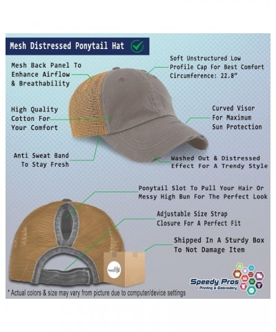 Custom Womens Ponytail Cap Author Book Cotton Reading Distressed Trucker Hat Grey Tan Design Only $15.07 Baseball Caps