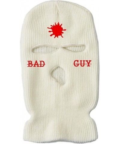 3-Hole Ski Mask Embroidery Full face Knitted Hat Warm Outdoor Cycling Windproof Mask Balaclava White $9.71 Balaclavas