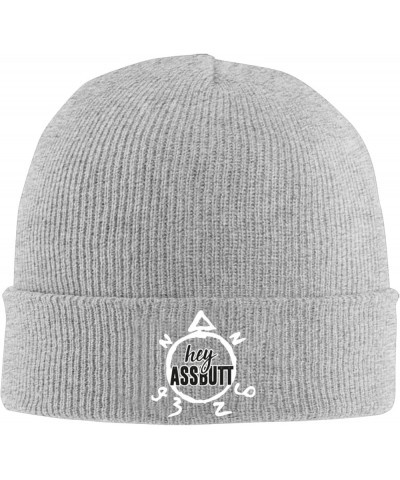 Hey, Assbutt Outdoor Unisex Beanie Warm Thick Knitted Hat Soft Elastic Skull Hat Gray $12.40 Skullies & Beanies