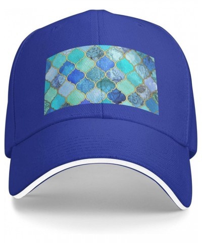 Stone Pattern Print Casual Sandwich Baseball Caps, Adjustable Men's and Women's Caps, Classic Caps Blue $12.73 Baseball Caps