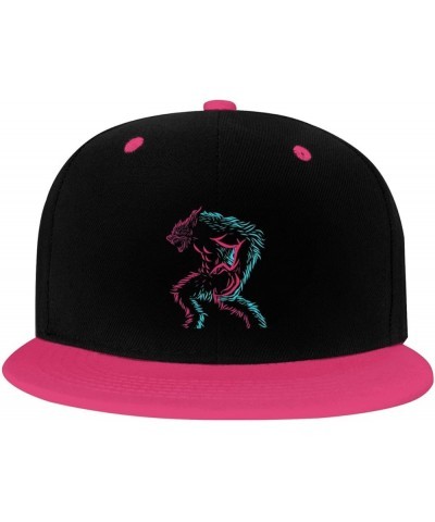 Angry Wolf Snapback Hat for Men Women Baseball Cap Trucker Flat Bill Hats Dad Caps Pink $12.36 Baseball Caps