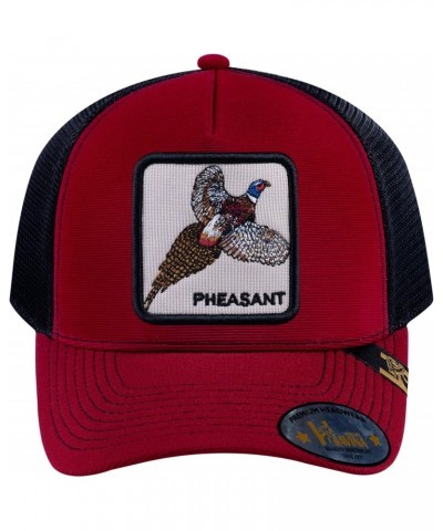 V2 Embroidered The Pheasant - 5 Panel Trucker Hat - Burgundy/Black $26.99 Baseball Caps