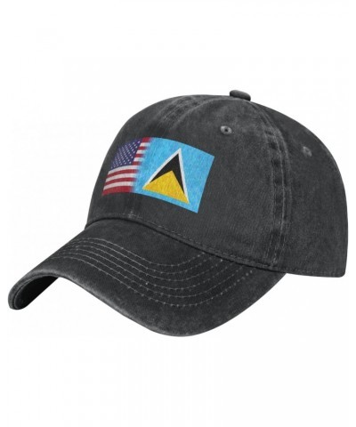 Saint Lucia America Flag Oil Painted Baseball Cap for Men Women Fashionable Adjustable Denim Hat $15.79 Baseball Caps