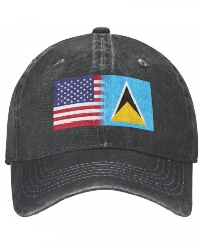 Saint Lucia America Flag Oil Painted Baseball Cap for Men Women Fashionable Adjustable Denim Hat $15.79 Baseball Caps