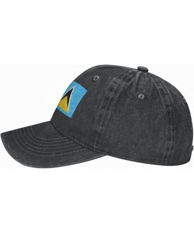 Saint Lucia America Flag Oil Painted Baseball Cap for Men Women Fashionable Adjustable Denim Hat $15.79 Baseball Caps