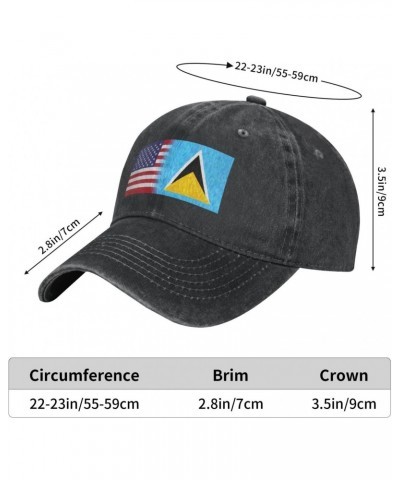 Saint Lucia America Flag Oil Painted Baseball Cap for Men Women Fashionable Adjustable Denim Hat $15.79 Baseball Caps