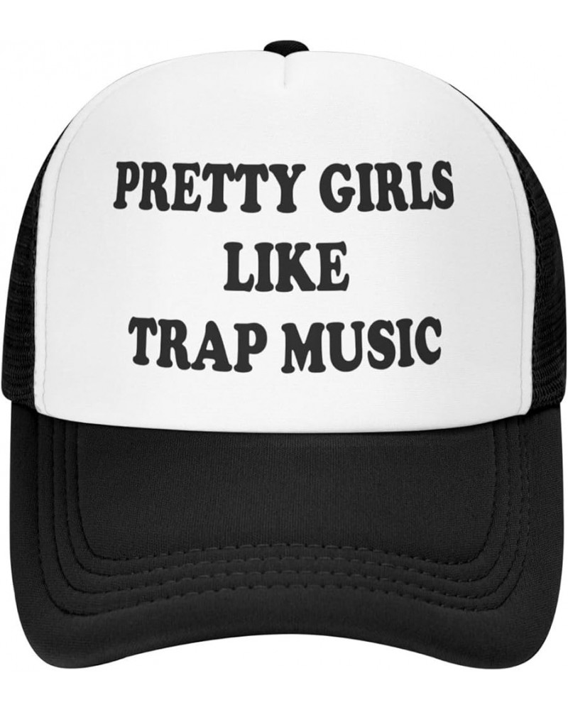 Pretty-Girls-Like-Trap-Music-Trucker Hat Funny Hats Men Women Mesh Snapback Baseball Caps Fishing Party Gifts Black Funny Tru...