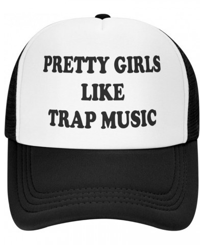 Pretty-Girls-Like-Trap-Music-Trucker Hat Funny Hats Men Women Mesh Snapback Baseball Caps Fishing Party Gifts Black Funny Tru...