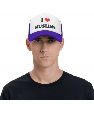 I-Heart-Love-Muslims-Trucker Hat Funny Hats Men Women Foam Mesh Snapback Baseball Caps Wacky Party Gifts Purple Trucker Hat F...