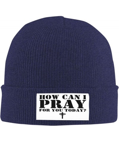 How Can I Pray for You Today Christian Easter Three Days Jesus Cross 2024 Beanie Men Women Warm Winter Cap Knit Hat Navy Blue...