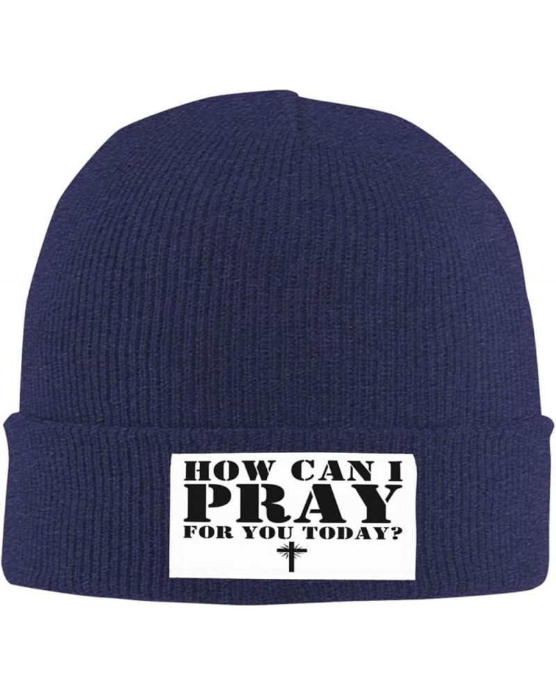 How Can I Pray for You Today Christian Easter Three Days Jesus Cross 2024 Beanie Men Women Warm Winter Cap Knit Hat Navy Blue...