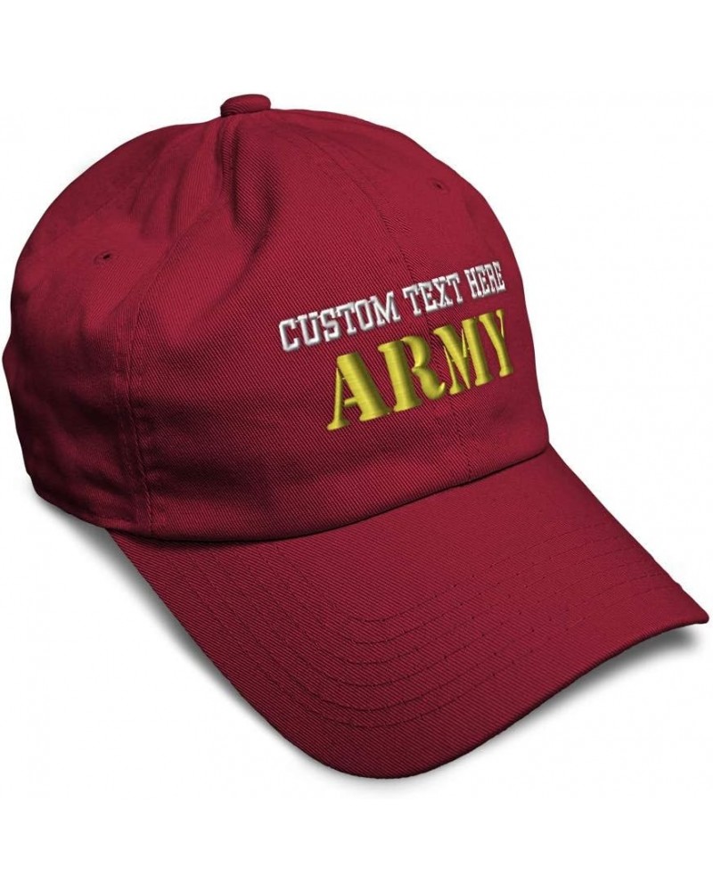 Custom Soft Baseball Cap Army Embroidery Army Respect Twill Cotton Embroidered Dad Hats for Men & Women Burgundy Personalized...