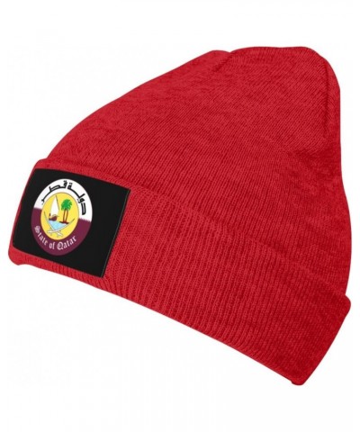 Coat of Arms of Qatar Warm Knit Hat Cap Fashion for Men Women Red $13.37 Skullies & Beanies