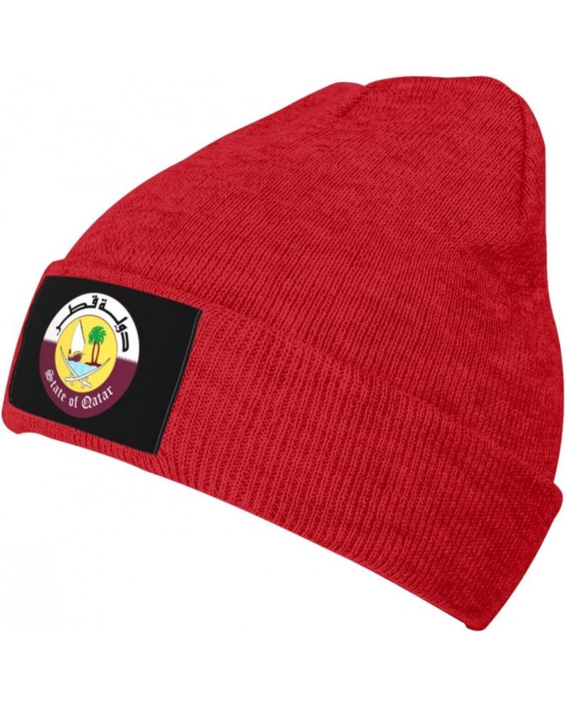 Coat of Arms of Qatar Warm Knit Hat Cap Fashion for Men Women Red $13.37 Skullies & Beanies