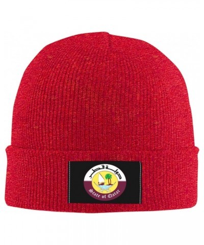 Coat of Arms of Qatar Warm Knit Hat Cap Fashion for Men Women Red $13.37 Skullies & Beanies