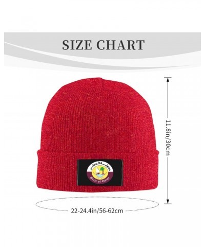 Coat of Arms of Qatar Warm Knit Hat Cap Fashion for Men Women Red $13.37 Skullies & Beanies