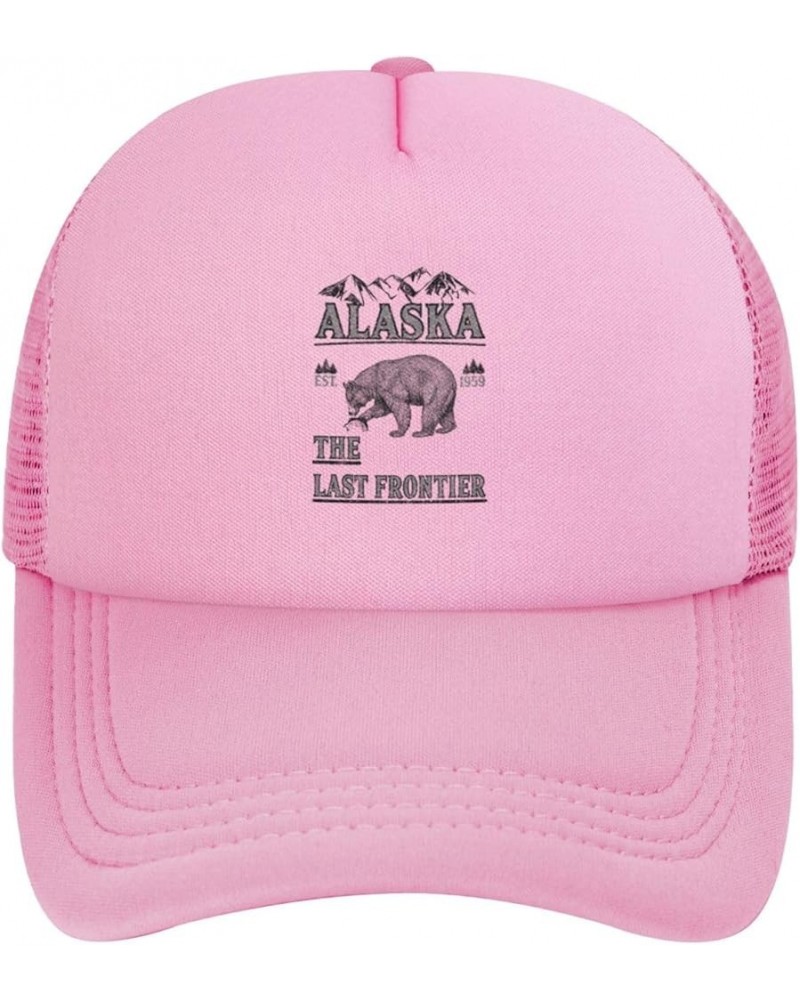 Alaska Est 1959 Trucker Hat Mesh Baseball Cap Men Ponytail Hat Women Dad Hat Adjustable Sun Hat Black Pink $10.83 Baseball Caps