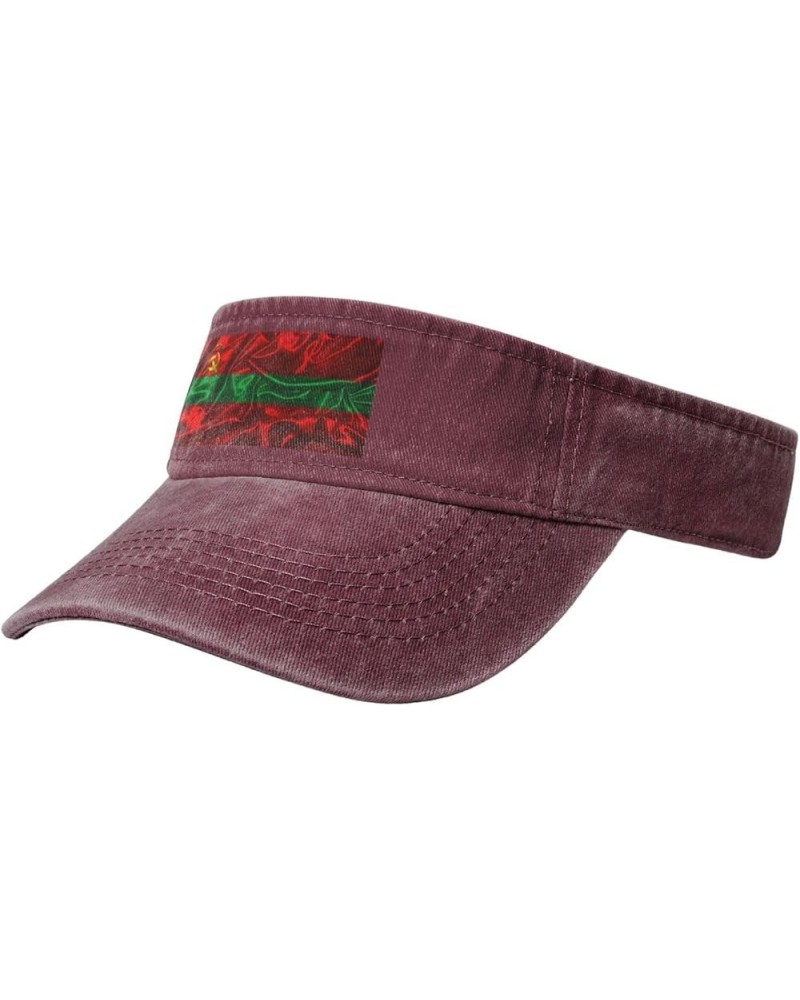 Silk Style Flag of Transnistria State Sun Visor Hats for Women Men Adjustable Sports Sun Hats Golf Cap Red $11.33 Visors