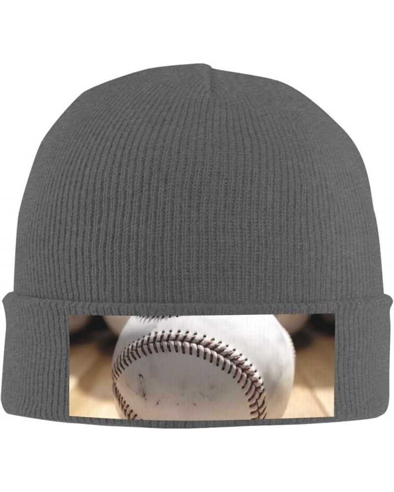 Cool Grey Baseball Print Knit Hat Winter Knit Hat for Men Women Deep Heather $10.98 Skullies & Beanies