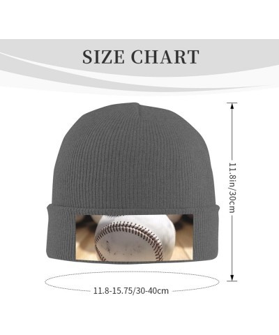 Cool Grey Baseball Print Knit Hat Winter Knit Hat for Men Women Deep Heather $10.98 Skullies & Beanies