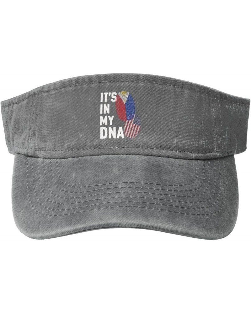 Philippines It's in My DNA Sun Visor Hats for Women Men Sun Hat Vintage Golf Hat Adjustable Baseball Cap Gray $14.36 Visors