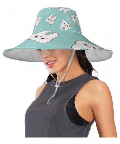 Womens Sun Visors Hat Cute Teeth Wide Brim Foldable Summer Hat $9.90 Sun Hats