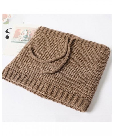 Soft Fleece Lined Scarves Double-layer Loop Scarves Windproof Solid Color Knitted Scarf Unisex Breathable Warm Knitted Camel ...