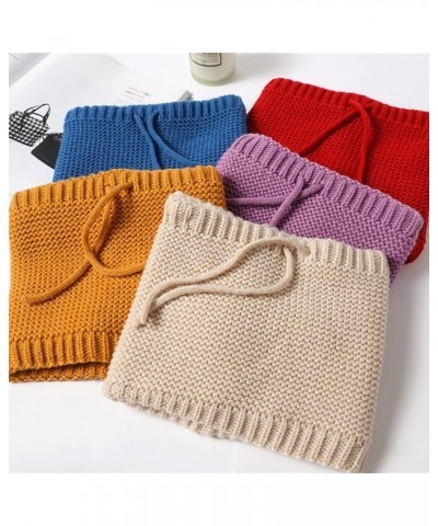 Soft Fleece Lined Scarves Double-layer Loop Scarves Windproof Solid Color Knitted Scarf Unisex Breathable Warm Knitted Camel ...