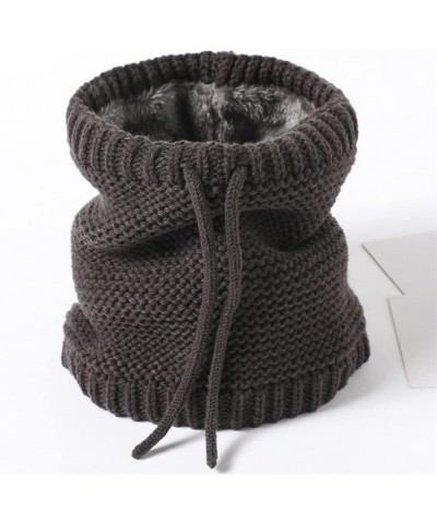 Soft Fleece Lined Scarves Double-layer Loop Scarves Windproof Solid Color Knitted Scarf Unisex Breathable Warm Knitted Camel ...