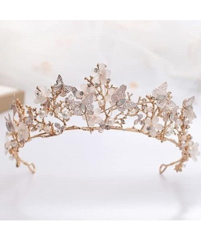 Butterfly Crystals Pearl Wedding Bridal Crown Tiara Bride Hair Accessory For Women and Girls $10.70 Headbands