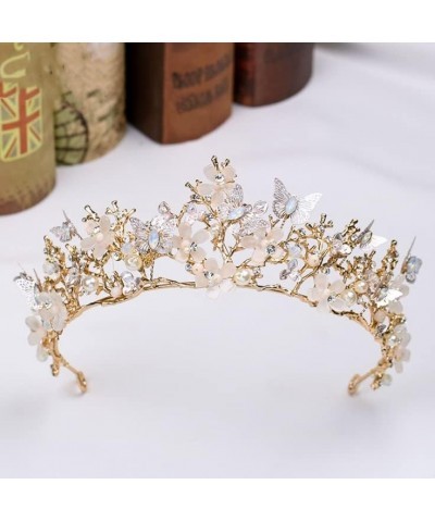 Butterfly Crystals Pearl Wedding Bridal Crown Tiara Bride Hair Accessory For Women and Girls $10.70 Headbands